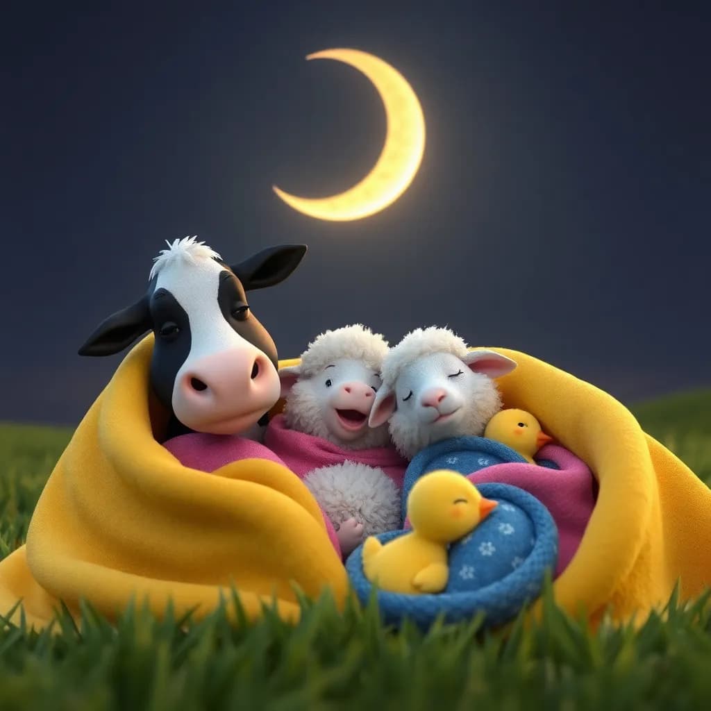 Story illustration for Moonlit Lullabies on Night Night Farm