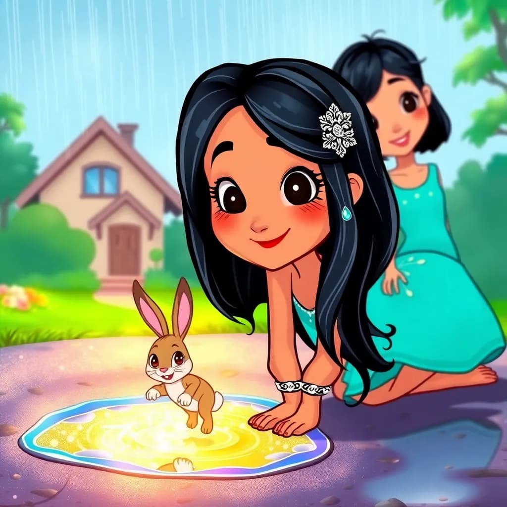 Story illustration for Priya and the Wishing Raindrop