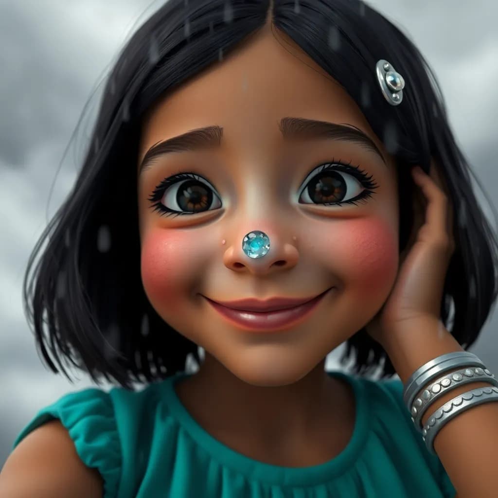 Story illustration for Priya and the Wishing Raindrop