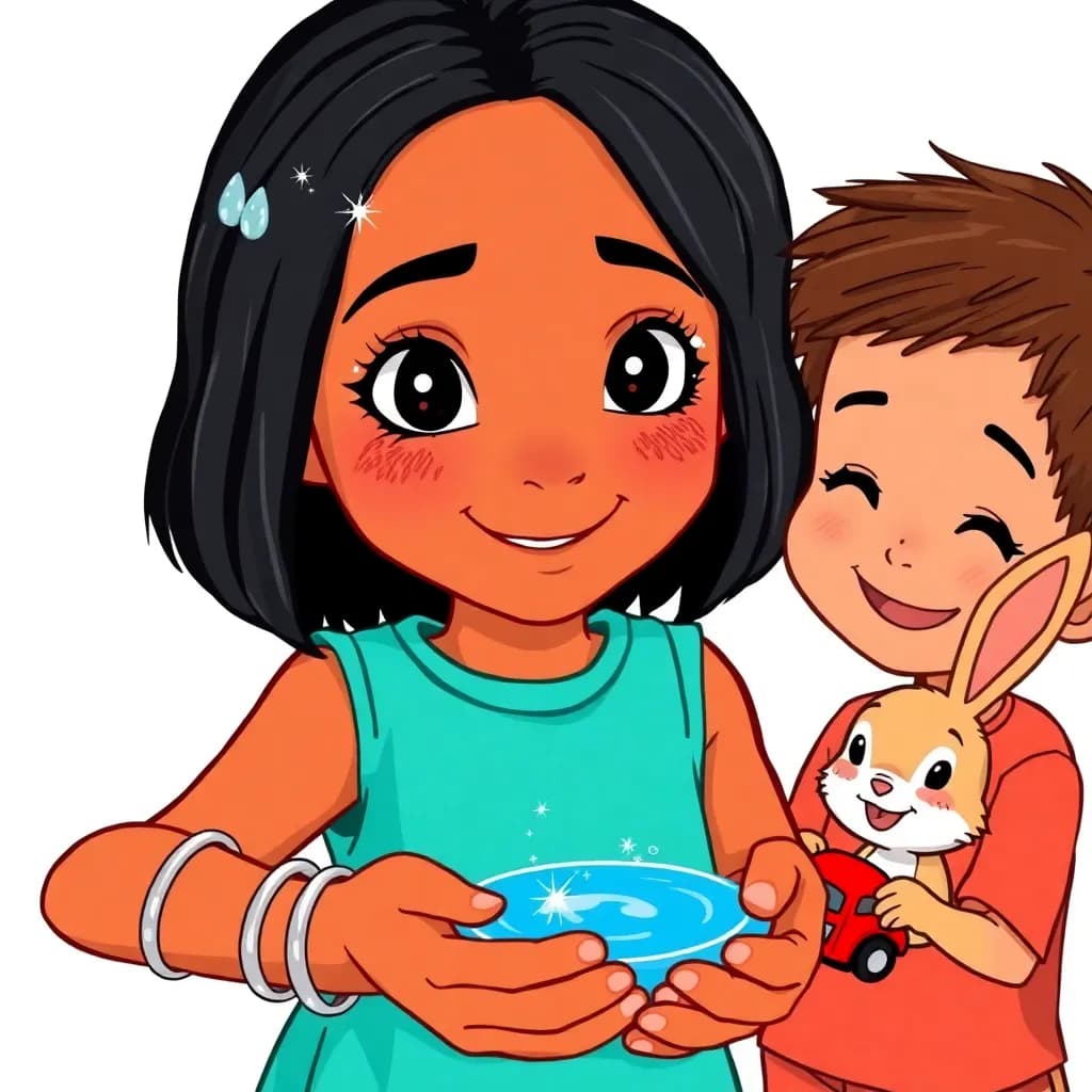 Story illustration for Priya and the Wishing Raindrop