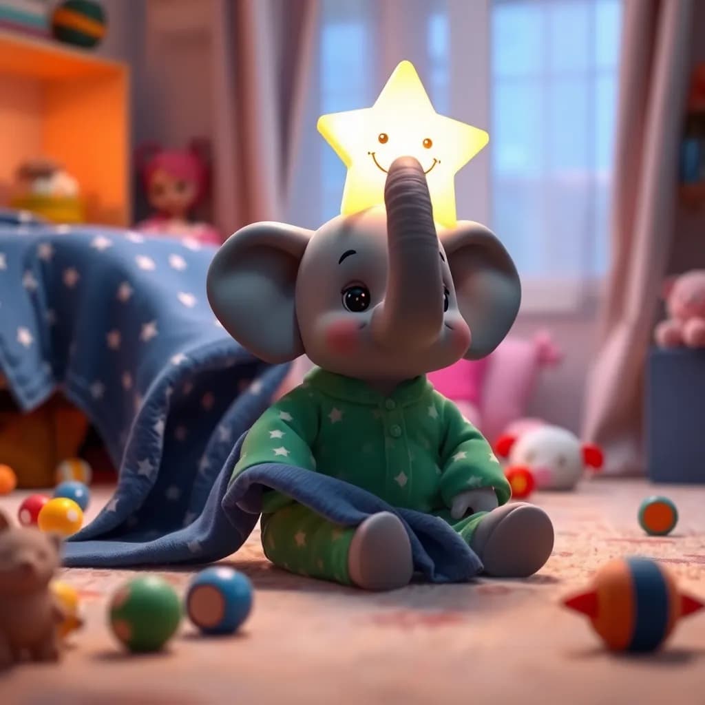 Story illustration for Goodnight, Baby Elephant and Blankie