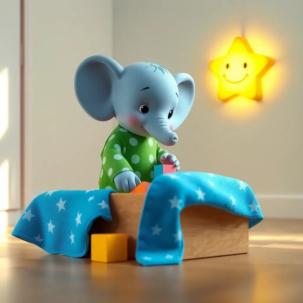 Story illustration for Goodnight, Baby Elephant and Blankie