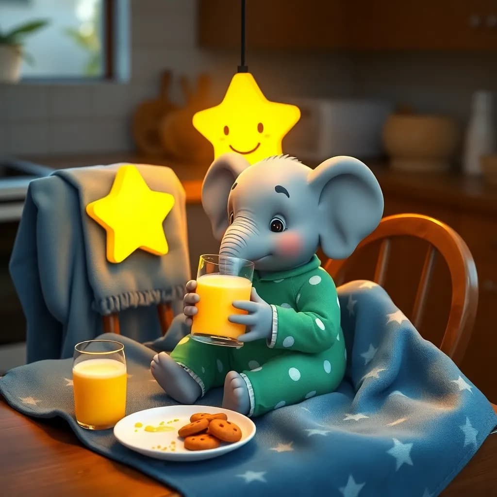 Story illustration for Goodnight, Baby Elephant and Blankie