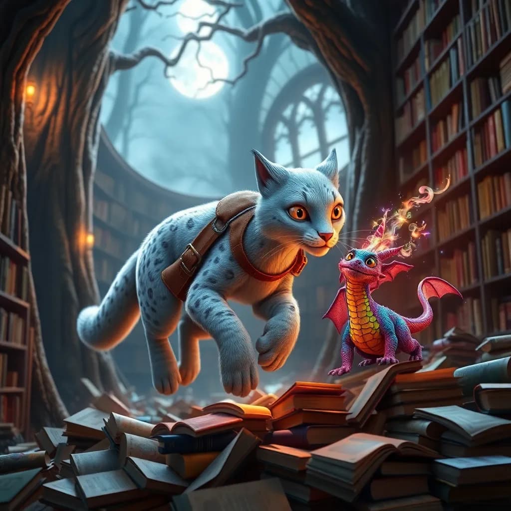 Story illustration for Luna's Enchanted Pursuit: The Tale of the Escaped Story Characters