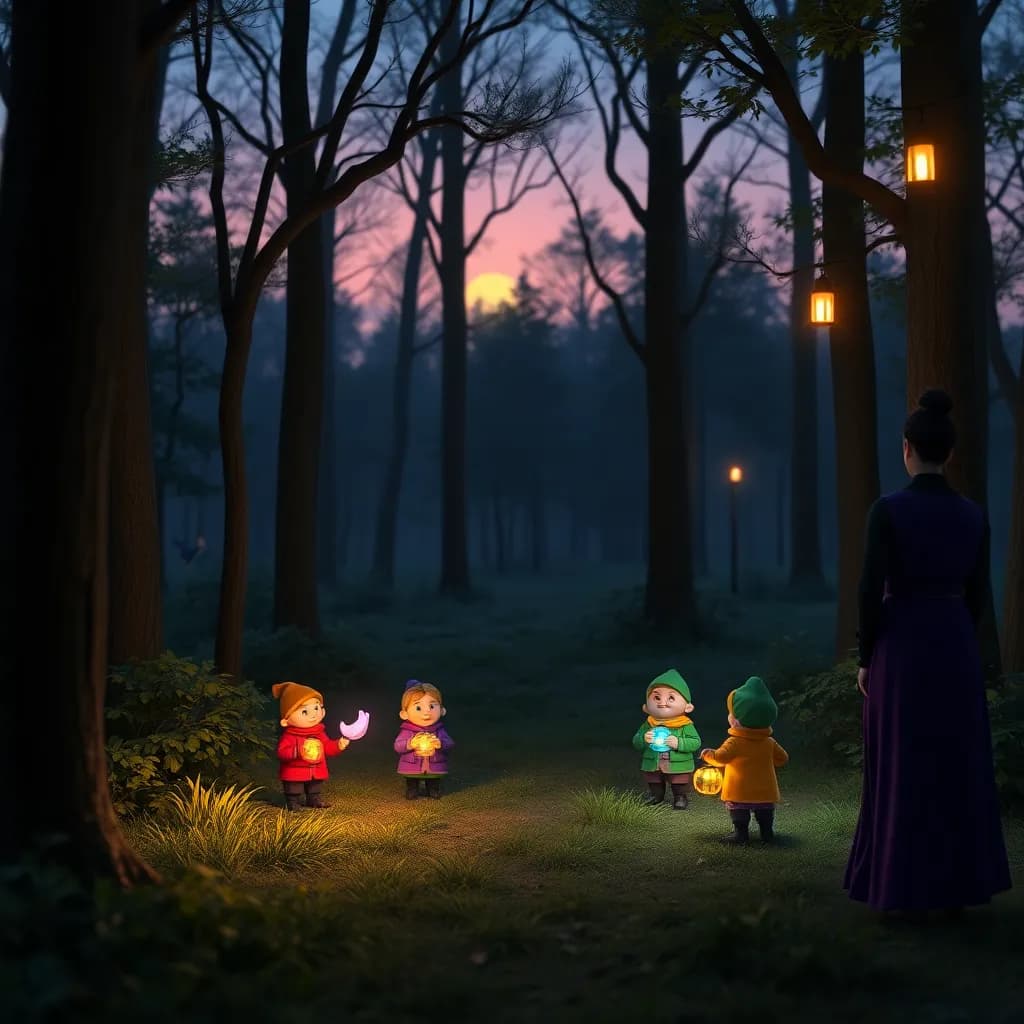 Story illustration for Snow White and the Seven Lanterns