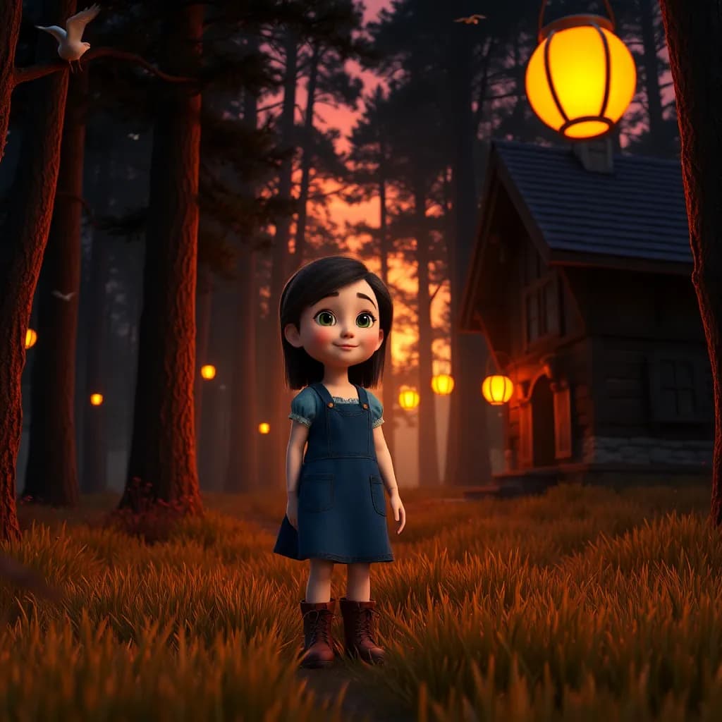 Story illustration for Snow White and the Seven Lanterns