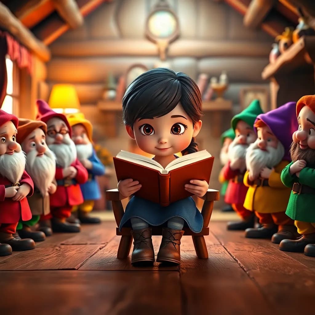 Story illustration for Snow White and the Seven Lanterns