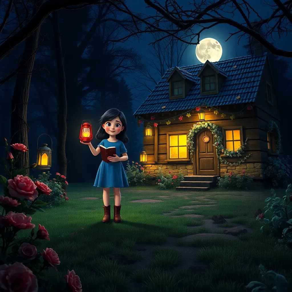 Story illustration for Snow White and the Seven Lanterns