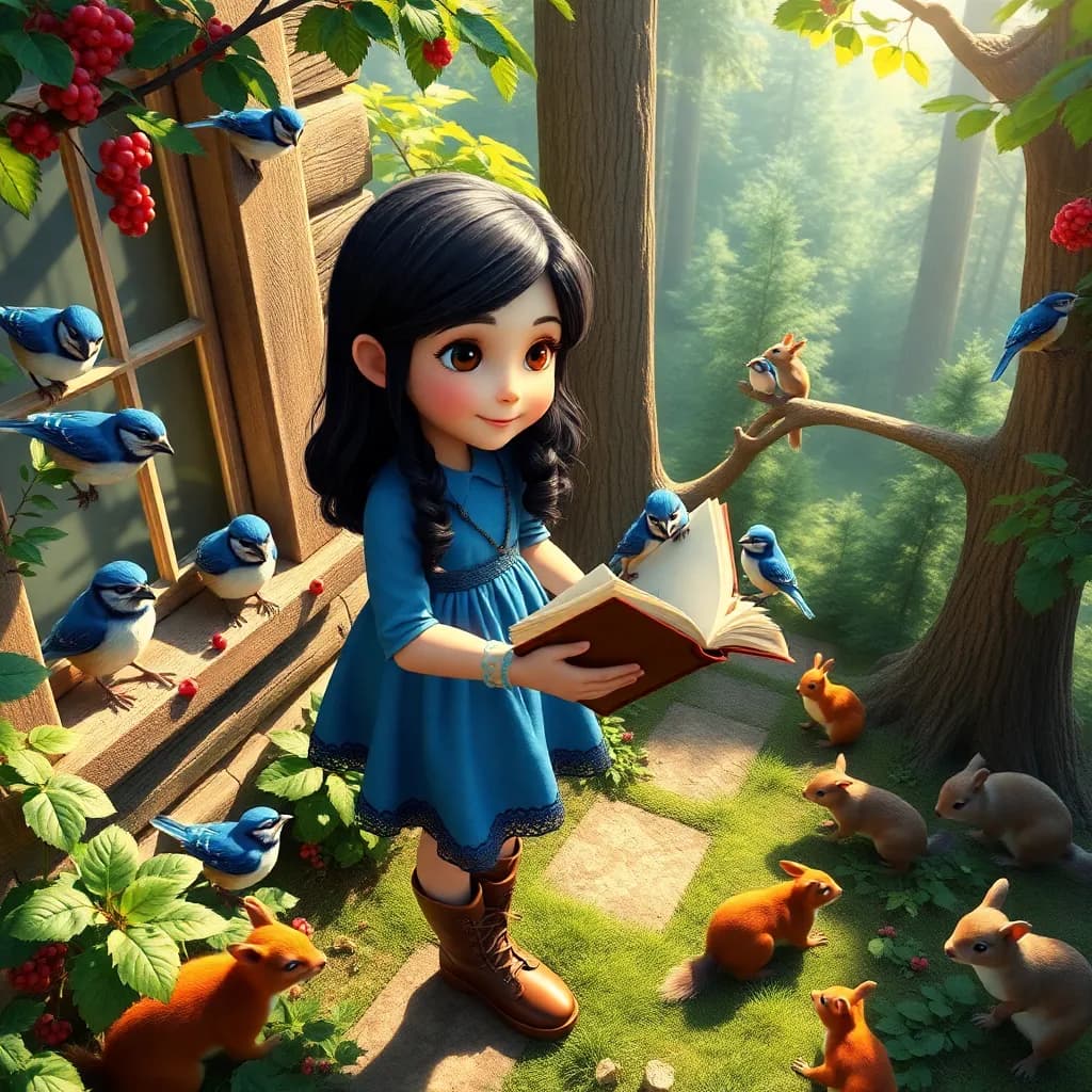 Story illustration for Snow White and the Seven Lanterns