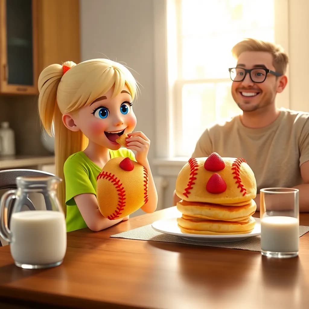 Story illustration for Ava's T-Ball Adventure with Dad