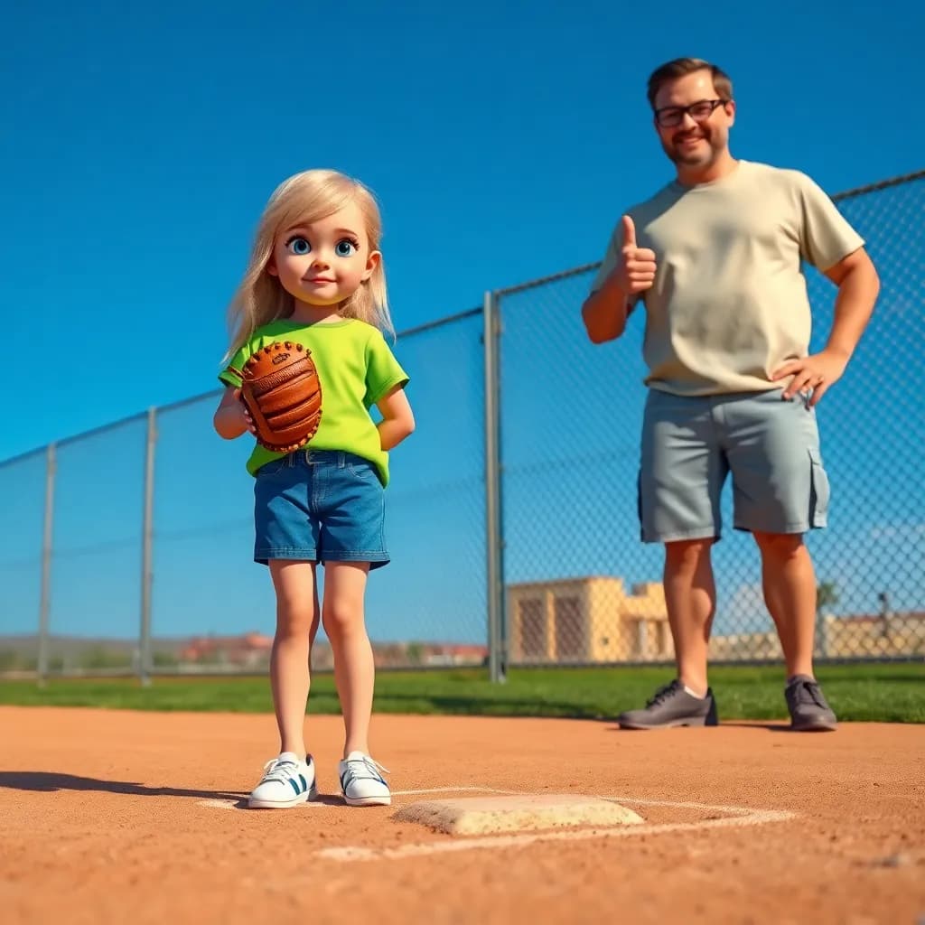 Story illustration for Ava's T-Ball Adventure with Dad