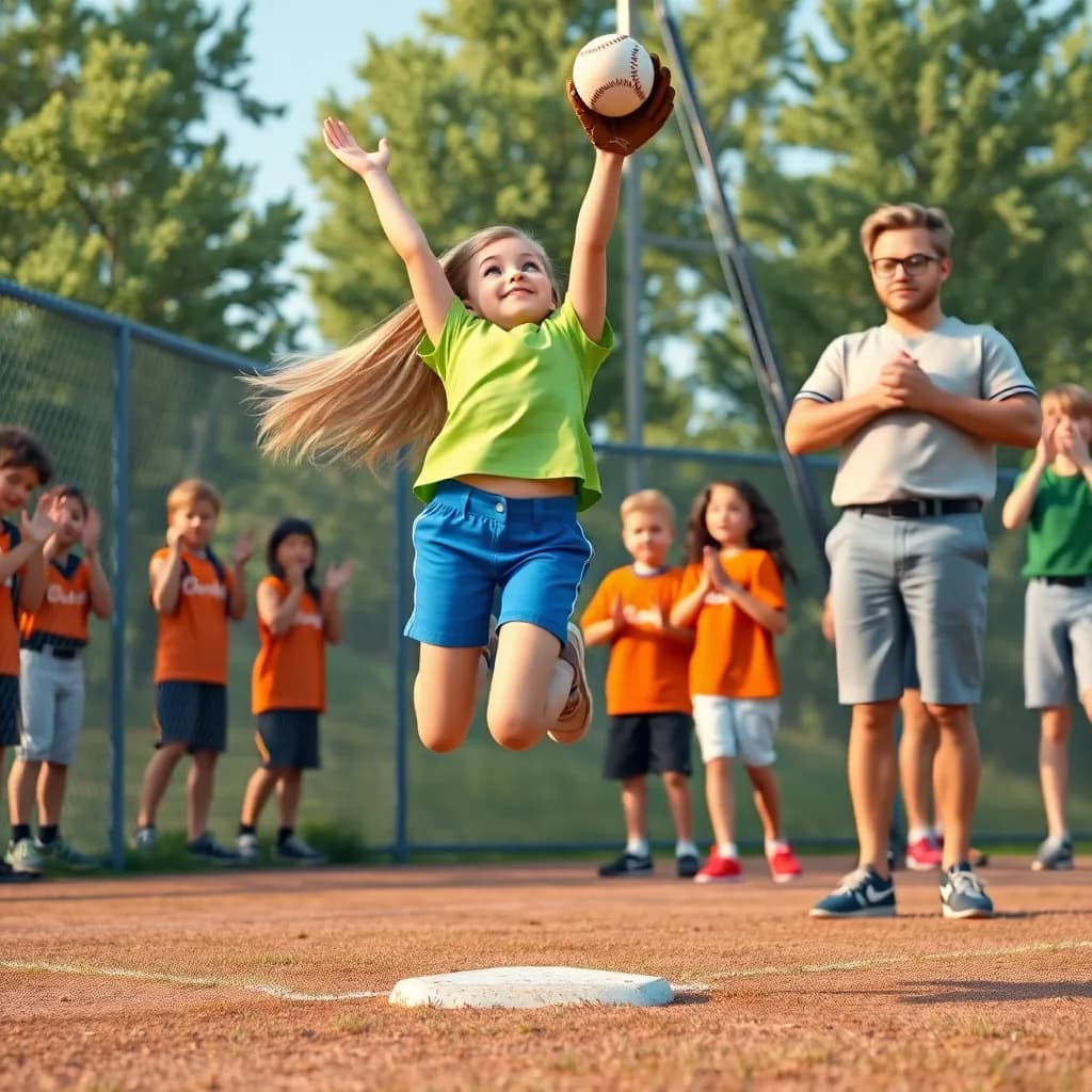 Story illustration for Ava's T-Ball Adventure with Dad