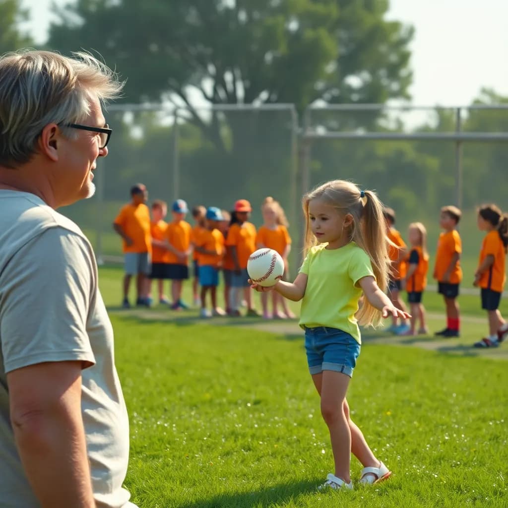 Story illustration for Ava's T-Ball Adventure with Dad