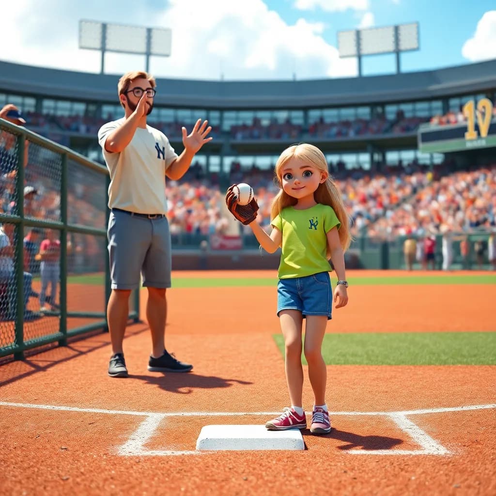 Story illustration for Ava's T-Ball Adventure with Dad