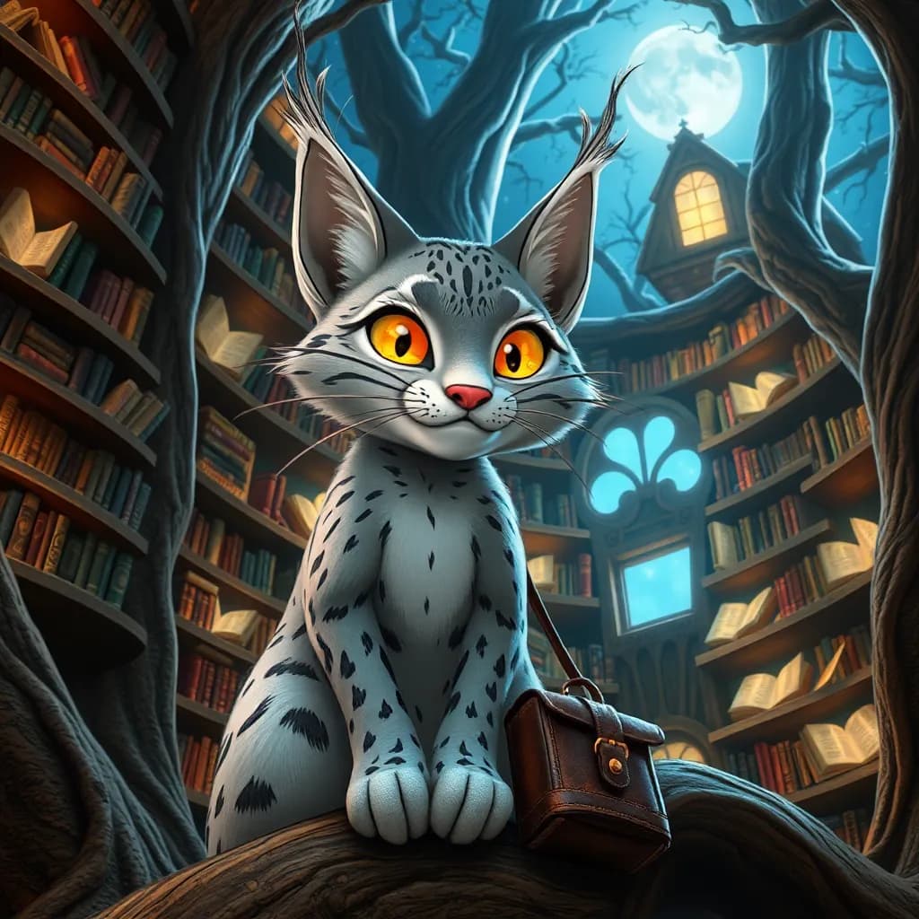 Story illustration for Midnight Scribbles: Luna's Bookish Enchantment