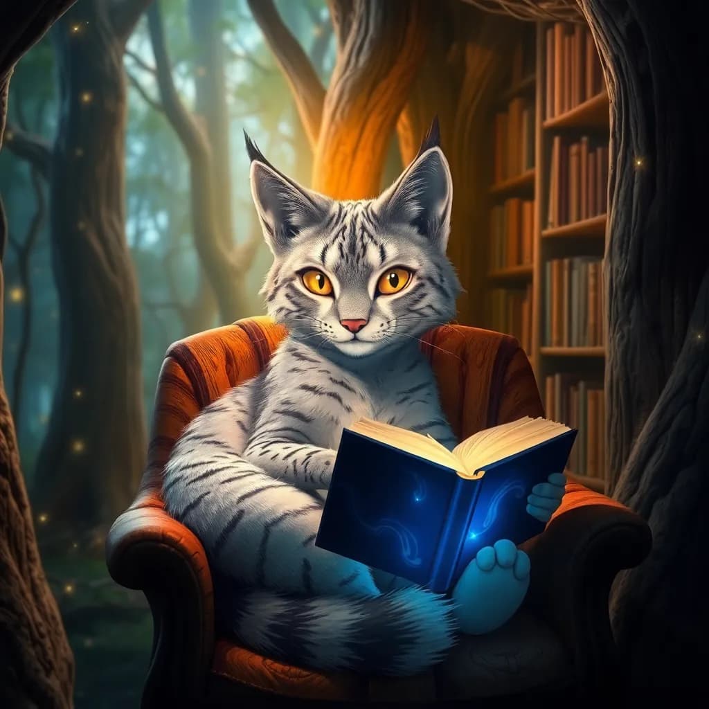 Story illustration for Midnight Scribbles: Luna's Bookish Enchantment