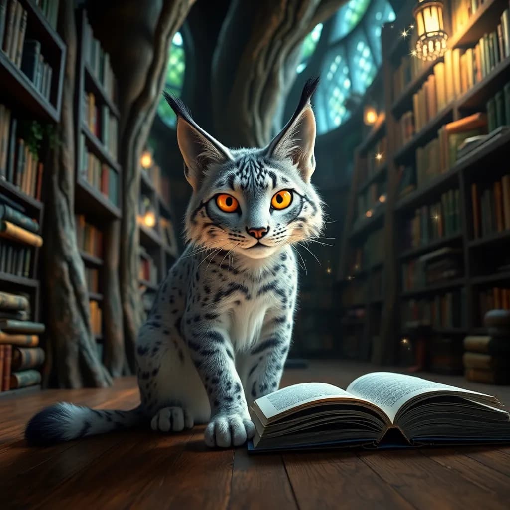 Story illustration for Midnight Scribbles: Luna's Bookish Enchantment