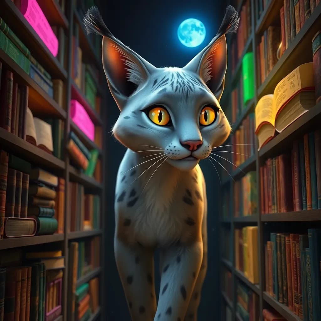 Story illustration for Midnight Scribbles: Luna's Bookish Enchantment