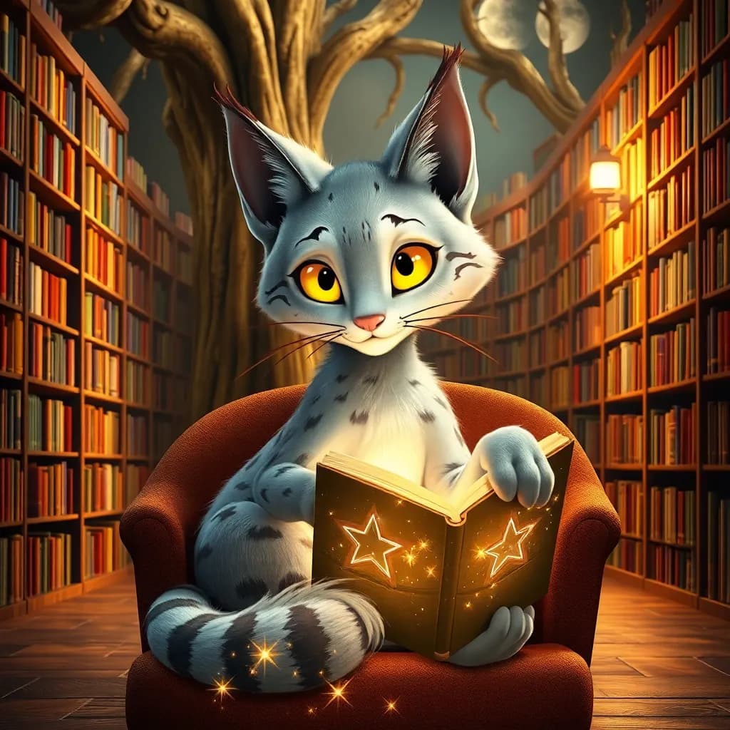 Story illustration for Midnight Scribbles: Luna's Bookish Enchantment