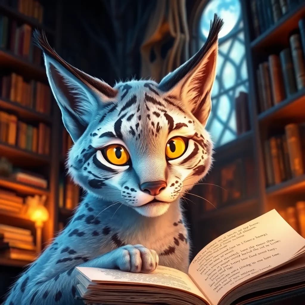 Story illustration for Midnight Scribbles: Luna's Bookish Enchantment