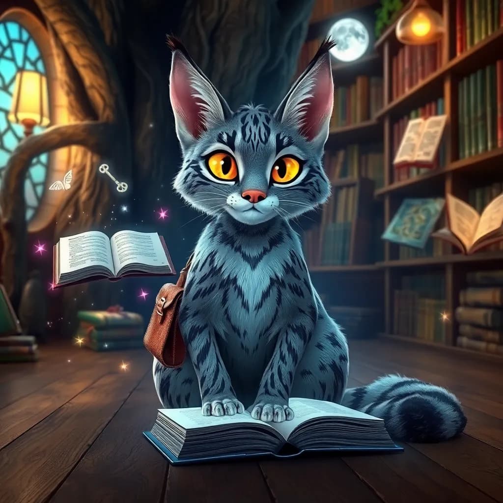 Story illustration for Midnight Scribbles: Luna's Bookish Enchantment