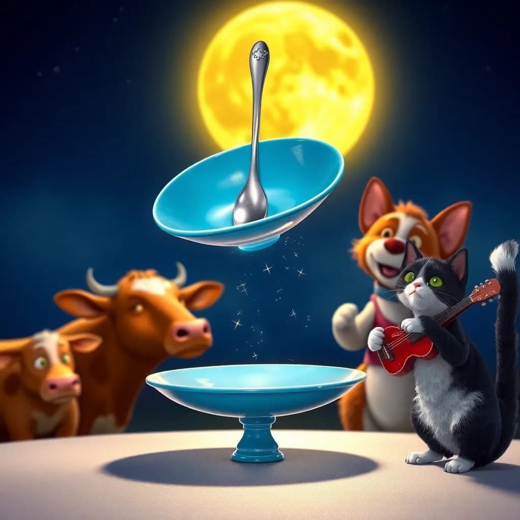 Story illustration for Moonlit Whimsy: The Dance of Hey Diddle Diddle