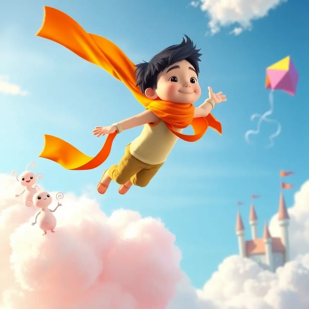 Story illustration for Jin and the Cloud-Jumping Adventure