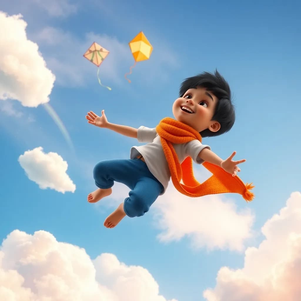 Story illustration for Jin and the Cloud-Jumping Adventure