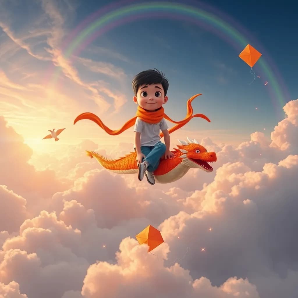 Story illustration for Jin and the Cloud-Jumping Adventure