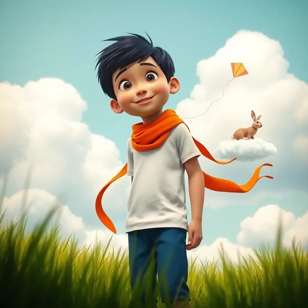 Story illustration for Jin and the Cloud-Jumping Adventure