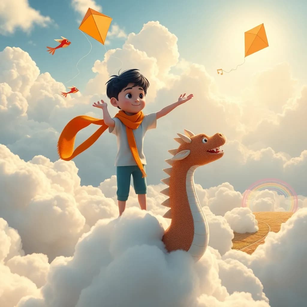 Story illustration for Jin and the Cloud-Jumping Adventure