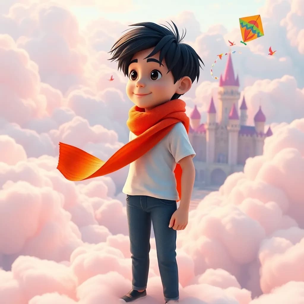 Story illustration for Jin and the Cloud-Jumping Adventure