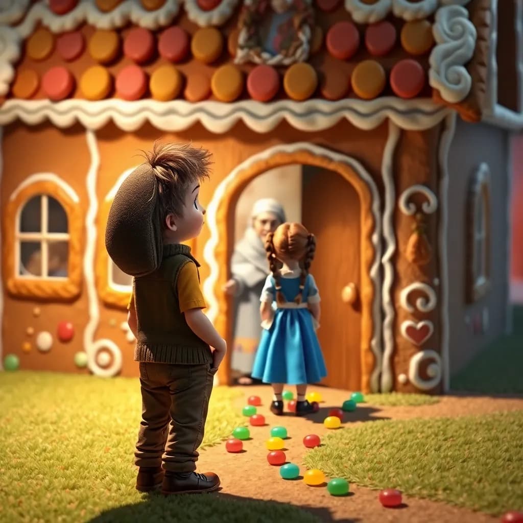 Story illustration for The Enchanted Path: Hansel and Gretel's Clever Escape