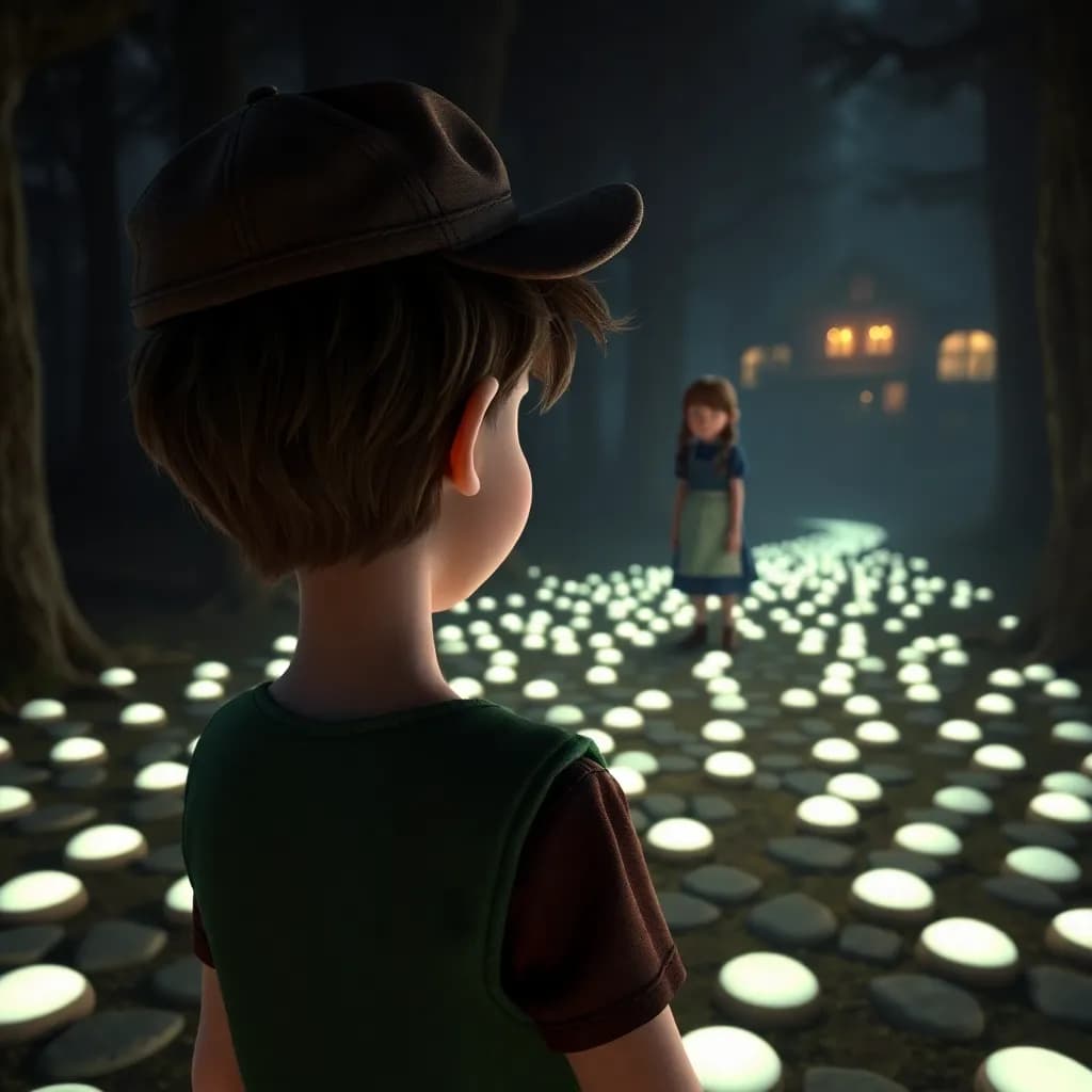 Story illustration for The Enchanted Path: Hansel and Gretel's Clever Escape