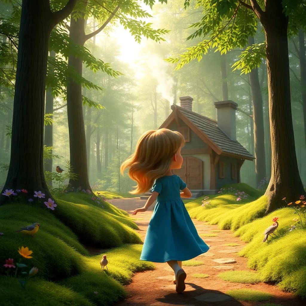 Story illustration for Goldilocks and the Bears' Cottage Adventure