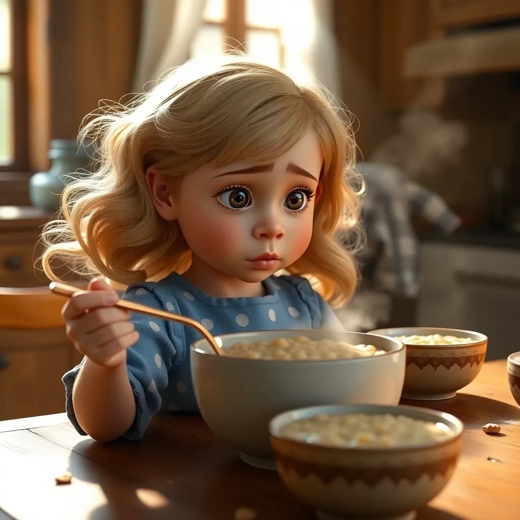 Story illustration for Goldilocks and the Bears' Cottage Adventure