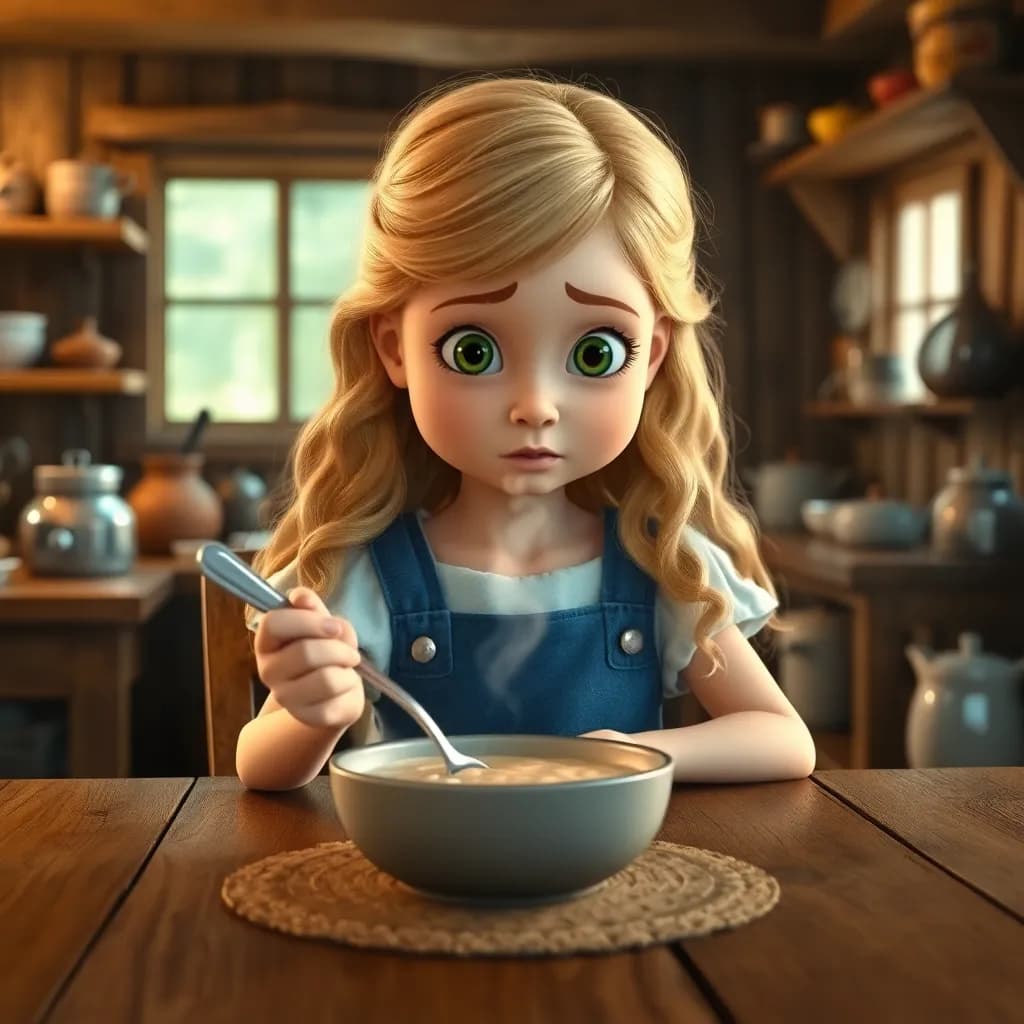 Story illustration for Goldilocks and the Bears' Cottage Adventure