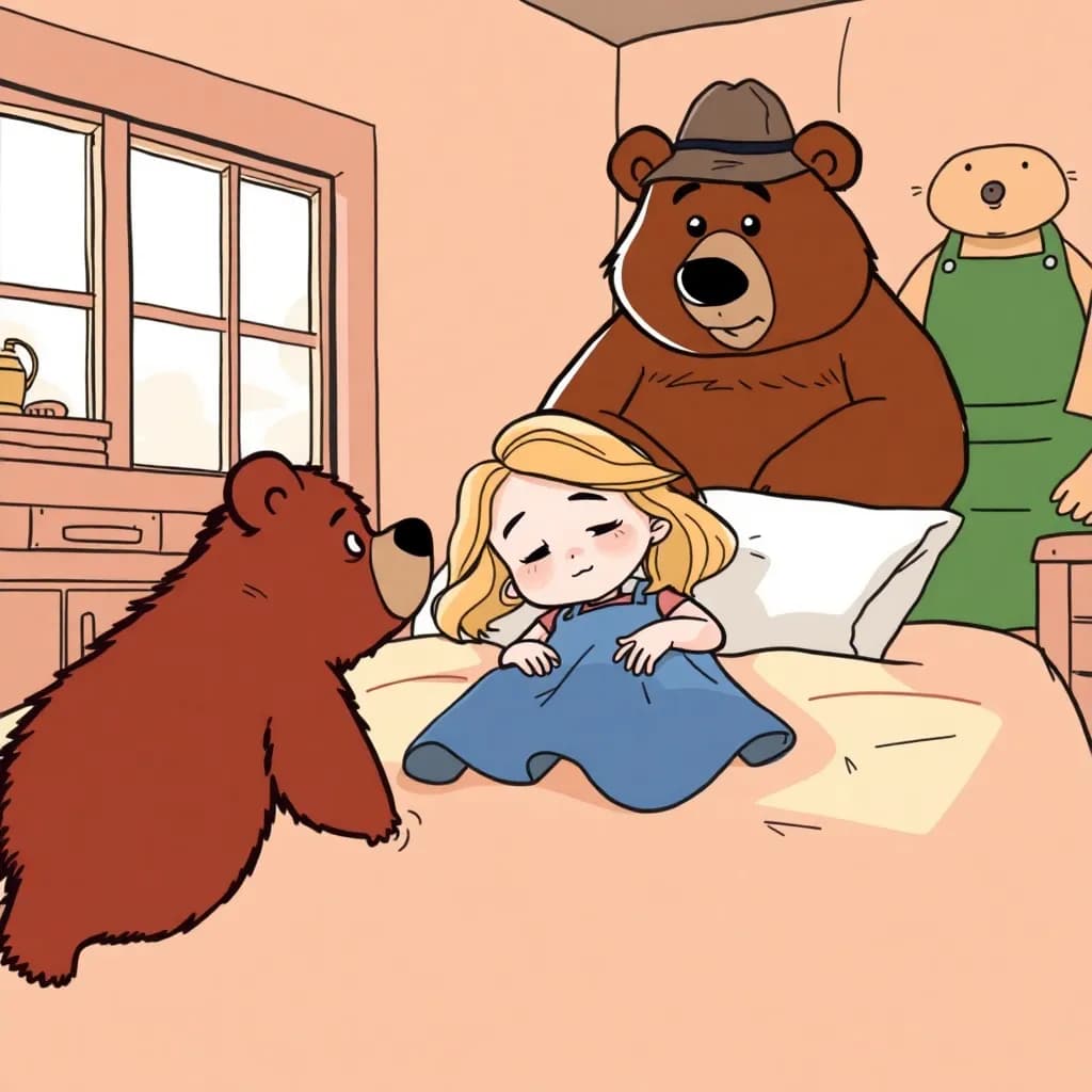 Story illustration for Goldilocks and the Bears' Cottage Adventure