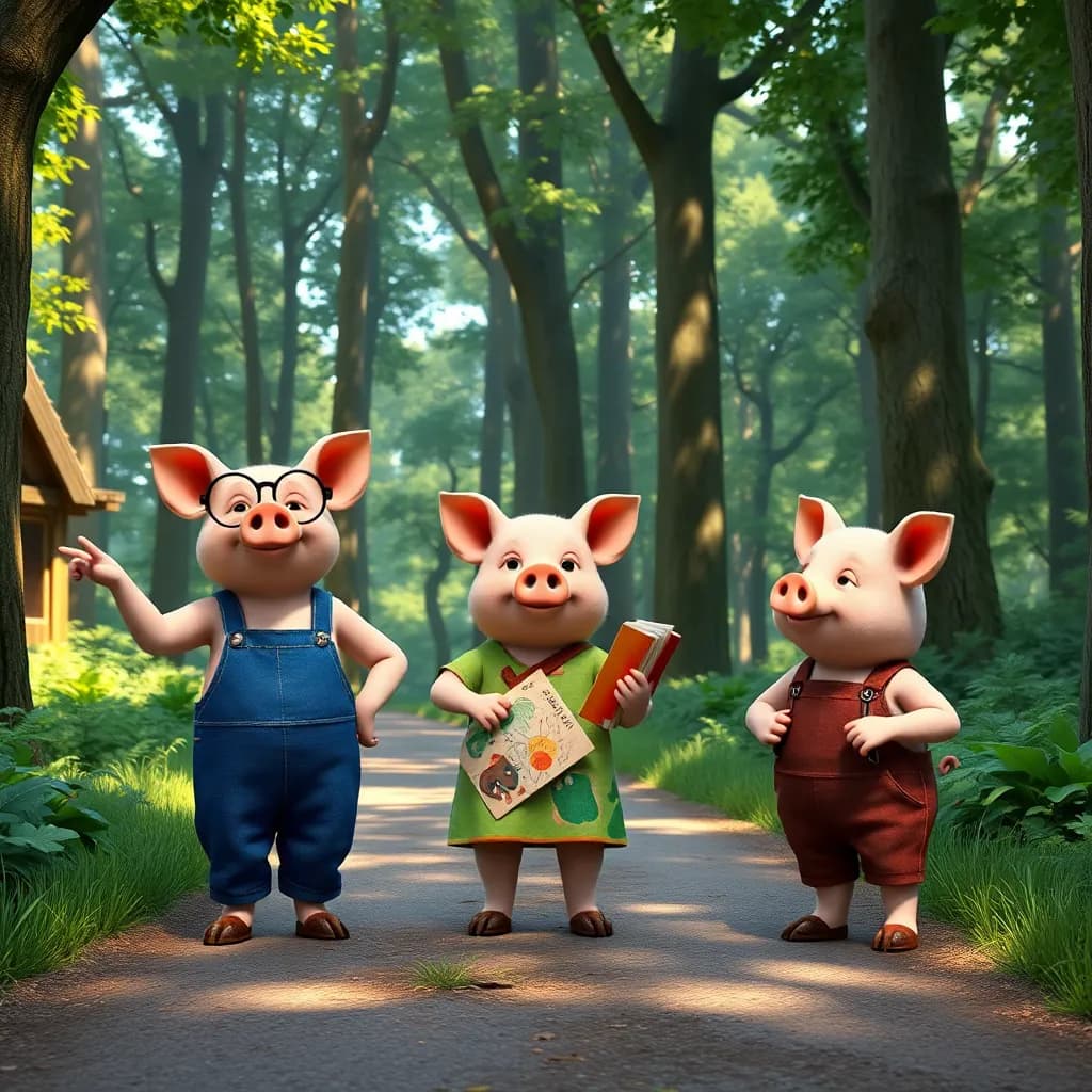 Story illustration for The Three Little Pigs: A Sibling Collaboration