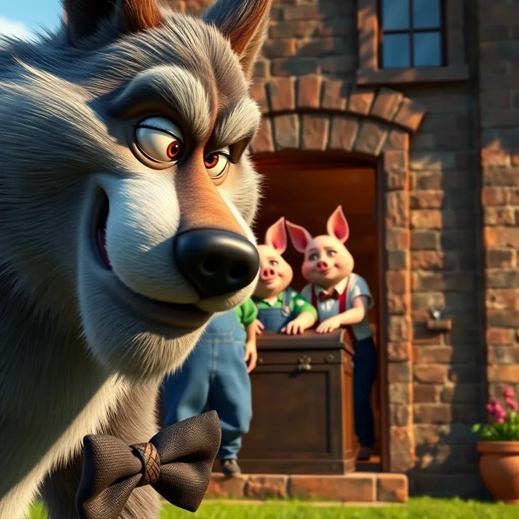 Story illustration for The Three Little Pigs: A Sibling Collaboration