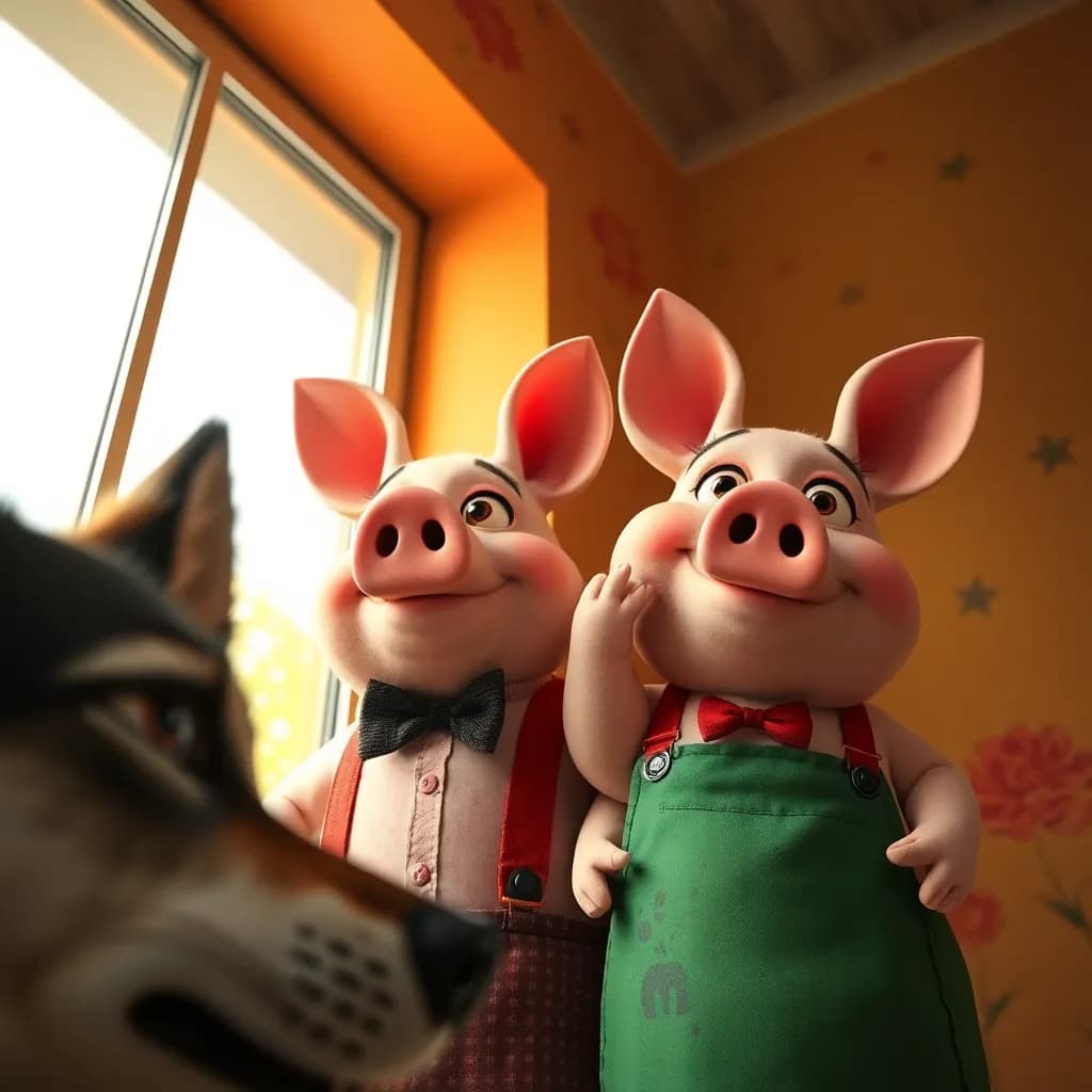 Story illustration for The Three Little Pigs: A Sibling Collaboration