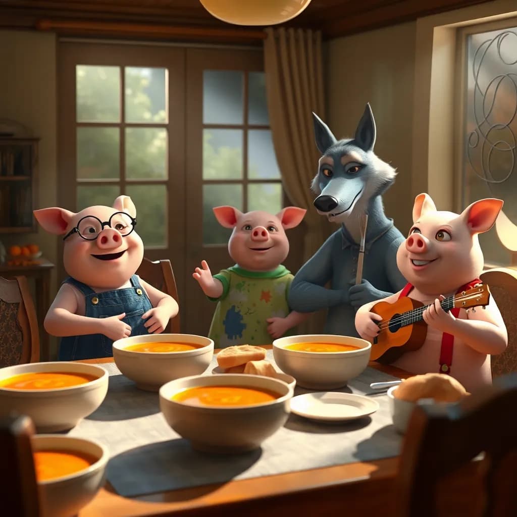 Story illustration for The Three Little Pigs: A Sibling Collaboration