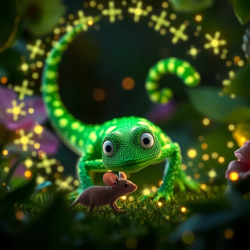Story illustration for Gordie the Gecko: Celestial Spots in the Garden