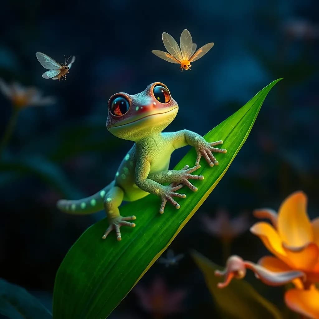 Story illustration for Gordie the Gecko: Celestial Spots in the Garden