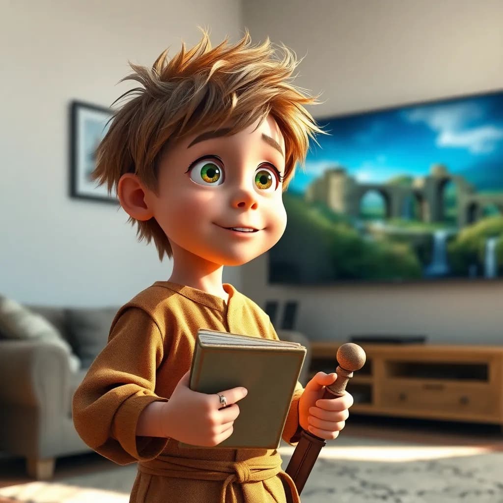 Story illustration for Don Quixote and the Enchanted Household: A Modern Tale