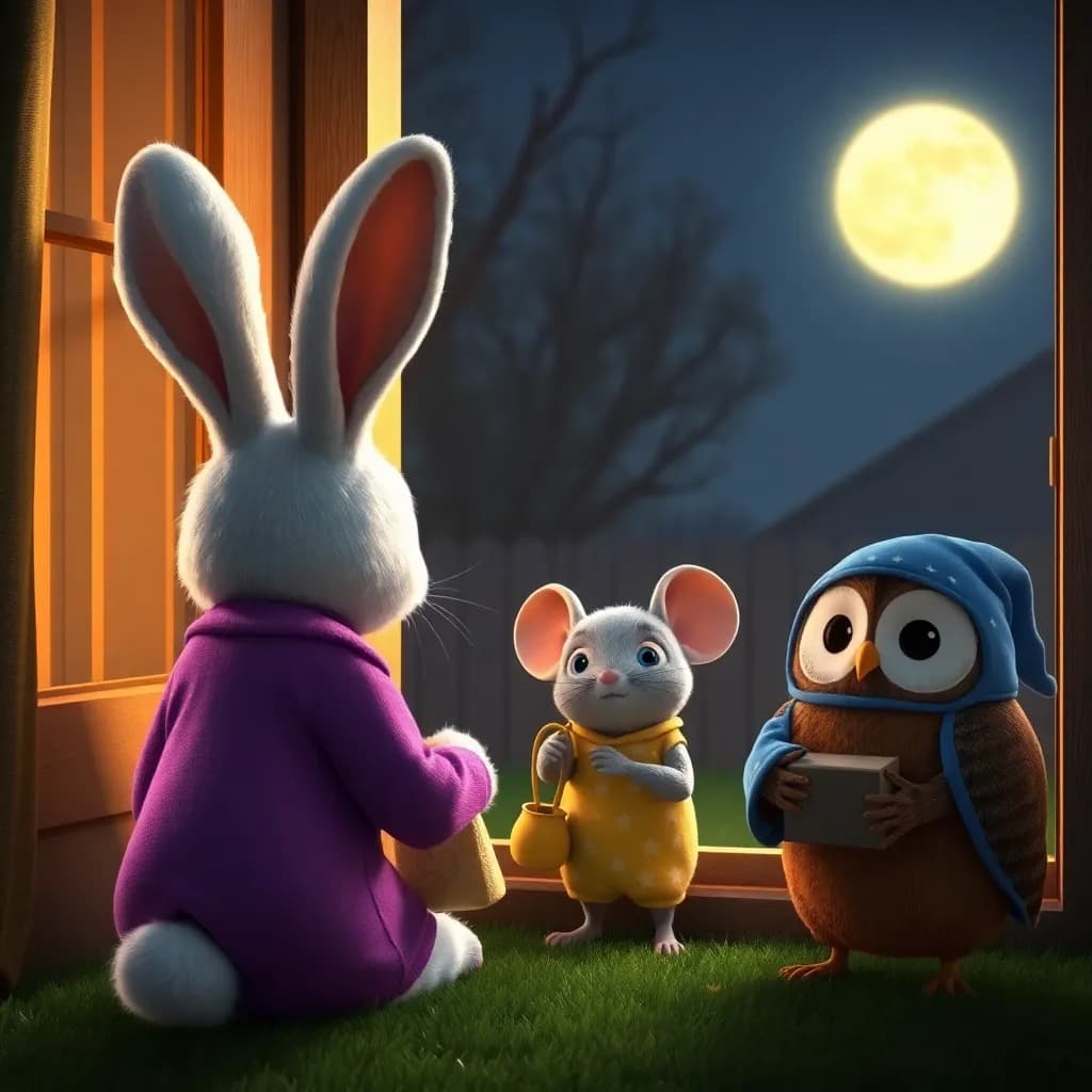 Story illustration for Moonlit Snacktime with Friends