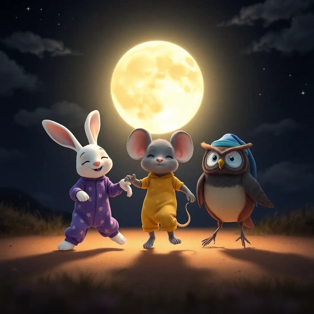 Story illustration for Moonlit Snacktime with Friends