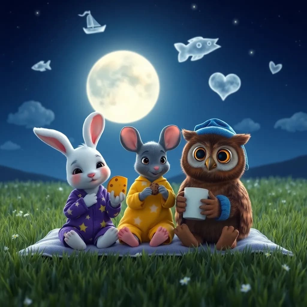 Story illustration for Moonlit Snacktime with Friends