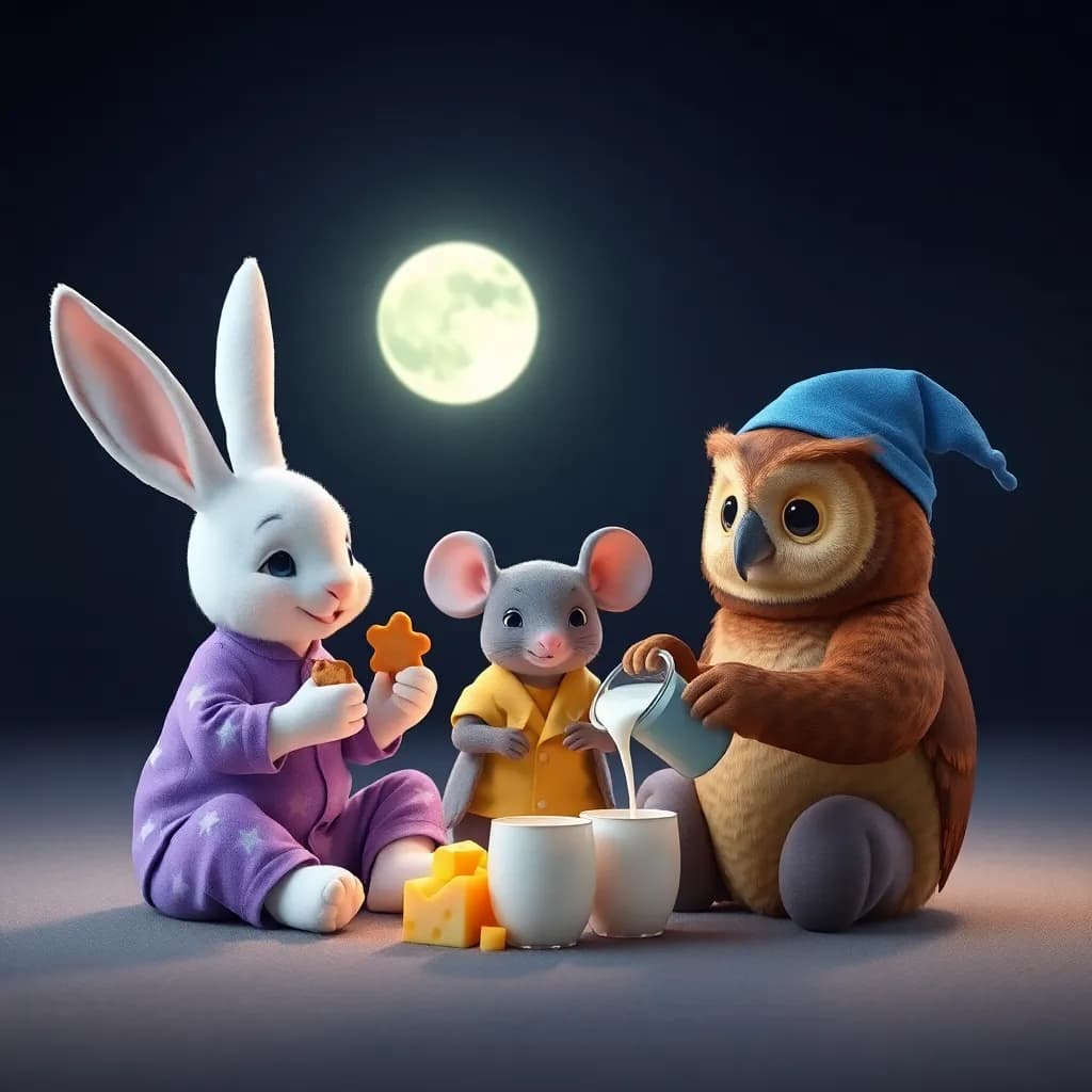 Story illustration for Moonlit Snacktime with Friends