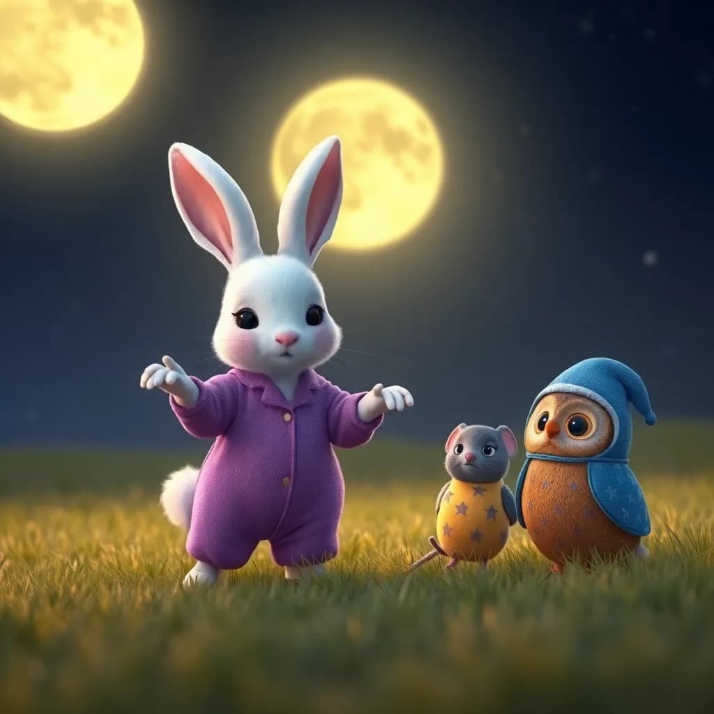 Story illustration for Moonlit Snacktime with Friends